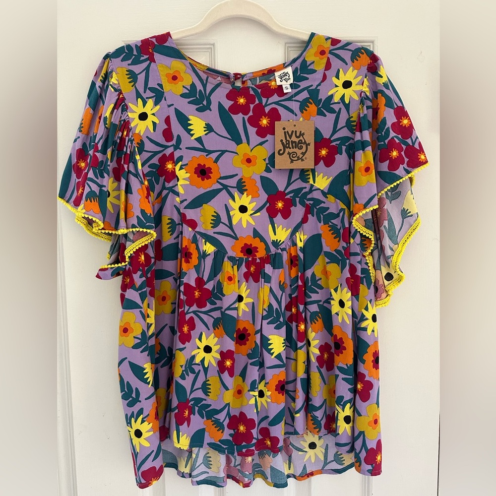 Ivy Jane Purple Floral Women's Blouse NWT